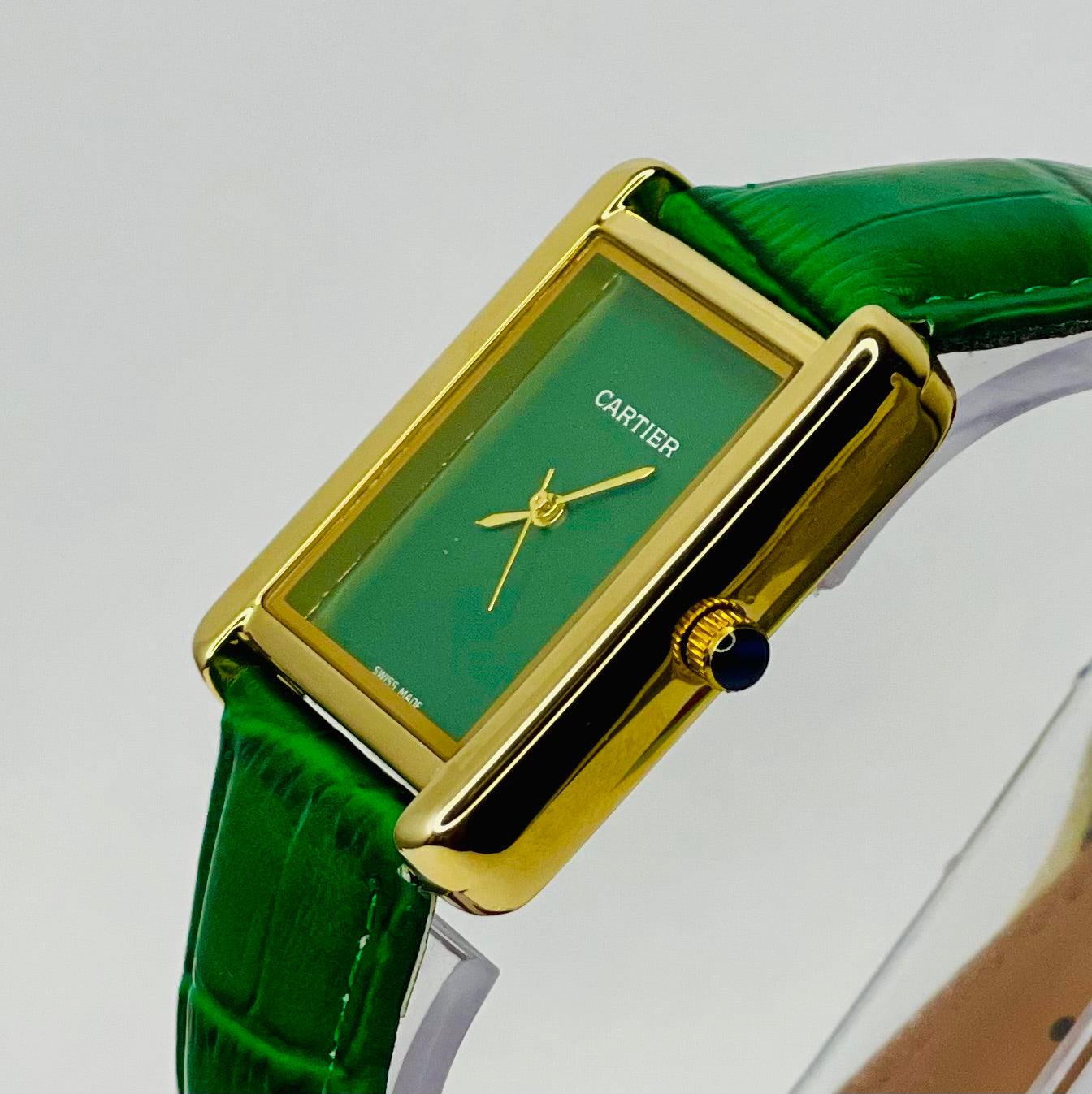 Cartier tank | Golden Case | Green Strap | Green Dial
