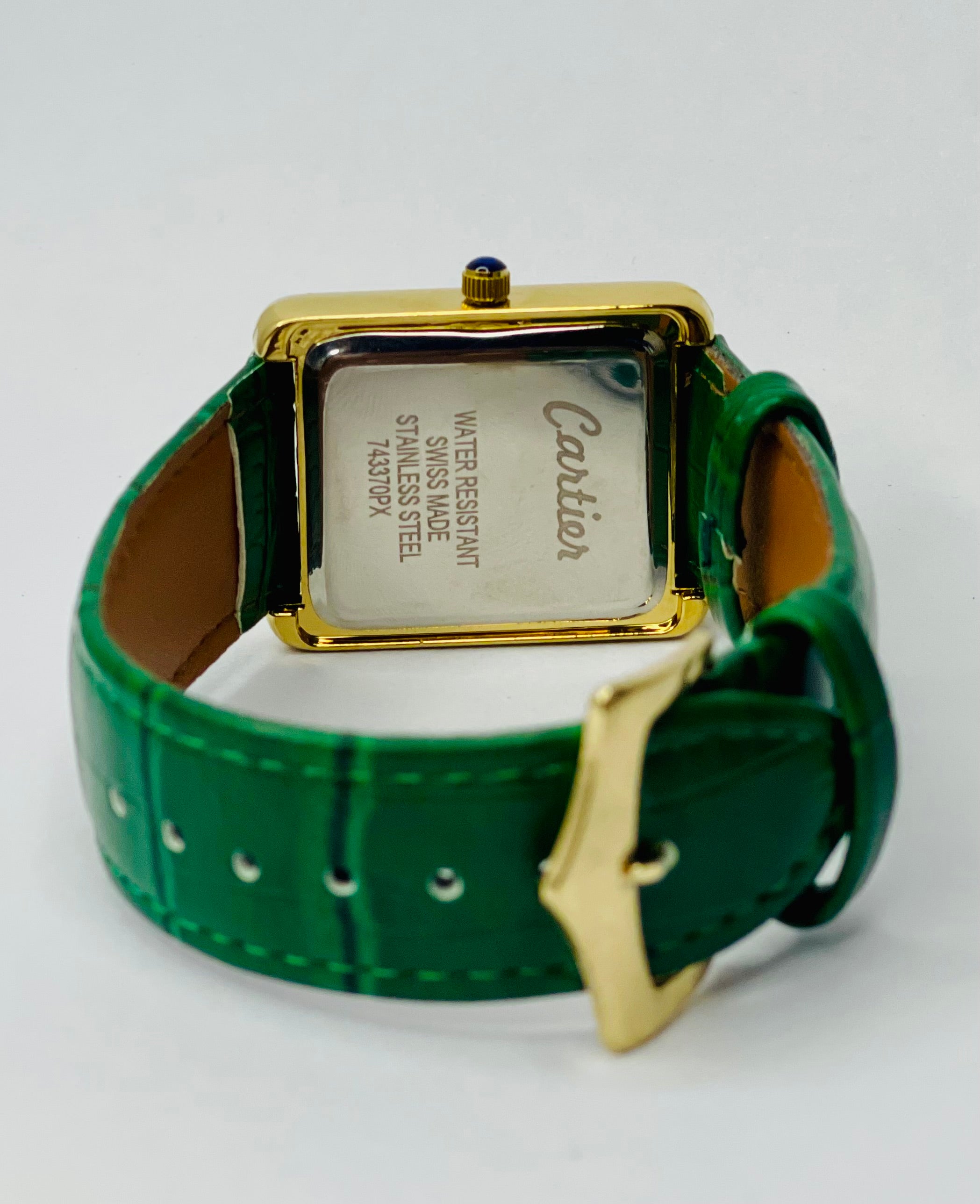 Cartier tank | Golden Case | Green Strap | Green Dial